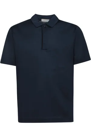CANALI Top, Herre, Blå, XL, Bomuld, Minimalistisk bomulds polo shirt