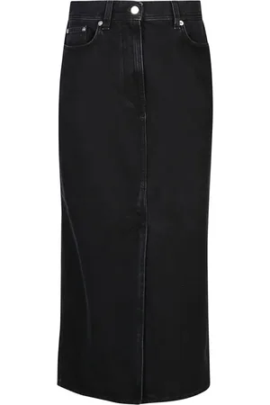 Loulou Studio Nederdel, Dame, Grå, XS, Denim, Vasket Grå Rona Denim Lang Nederdel