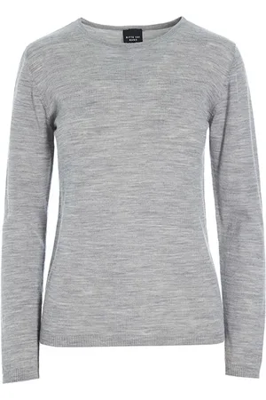 Bitte Kai Rand Top, Dame, Grå, L, Uld, Merinould Strikbluse