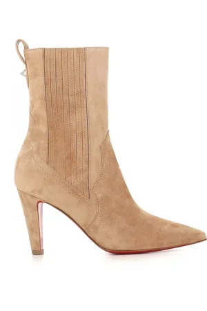 Christian Louboutin Sko, Dame, , 37 EU, Suede, Sand Suede Ankelstøvler
