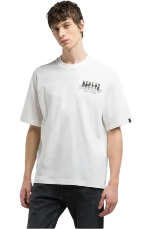 Replay Top, Herre, Hvid, S, Bomuld, Biker stil jersey T-shirt