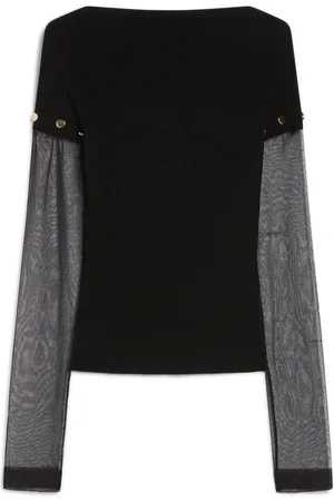 Sportmax Top, Dame, Sort, M, Polyester, Bådudskæring Langærmet Jumper