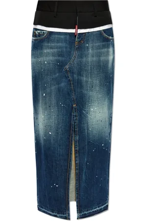 Dsquared2 Nederdel, Dame, Blå, XS, Bomuld, Mixed Material Nederdel