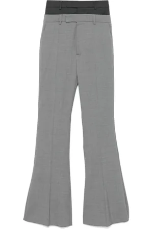 Sportmax Bukser, Dame, Grå, XS, Uld, Flared Leg Uldbukser