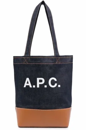 A.P.C. Taske, Dame, Blå, ONE SIZE, Bomuld, Logo Trykt Tote Taske