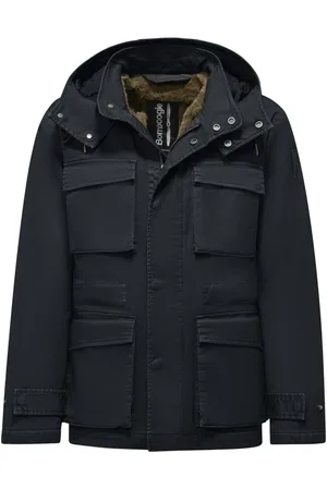 Bomboogie Jakke, Herre, Blå, 2XL, Bomuld, Fieldjakke med aftageligt Eco-Fur for