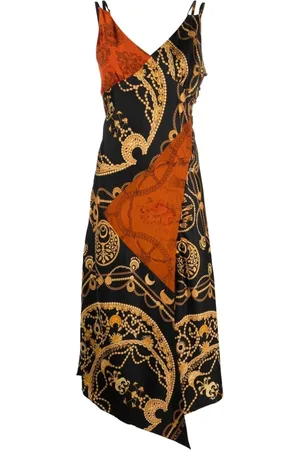Marine Serre Kjole, Dame, Flerfarvet, XS, Grafisk-Print Silk Slip Kjole