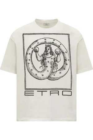 Etro Top, Herre, Hvid, L, Uld, Printed T-Shirt