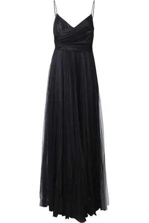 Fabiana Filippi Kjole, Dame, Sort, S, Polyester, Pleated Tulle Maxi Kjole