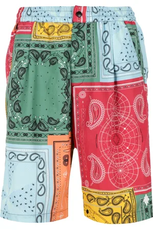 MARCELO BURLON Shorts, Herre, Rød, M, Bomuld, Casual Bandana Print Shorts