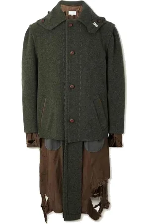 Maison Margiela Frakke, Herre, Grøn, S, Uld, Frakke med Destroyed-Look