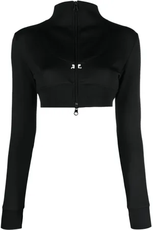 Courrèges Sweathshirts & Hoodies, Dame, Sort, S, Uld, Maxi Rib Tracksuit Jakke
