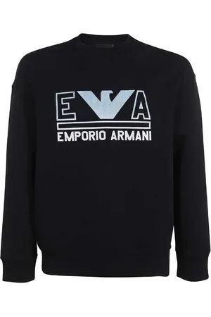 Emporio Armani Sweathshirts & Hoodies, Herre, Blå, XL, Bomuld, Double Jersey Sweatshirt med Logo