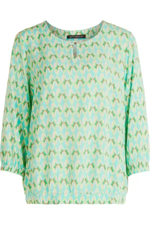 Betty Barclay Bluser & Skjorter, Dame, Grøn, S, Uld, Grafisk Print Bluse, Komfortabel og Stilfuld