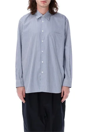 Comme des Garçons Skjorte, Herre, Blå, S, Uld, Stribet Skjorte Stilfuldt Look Knaplukning