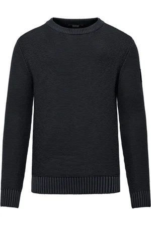 Bomboogie Strik, Herre, Blå, XL, Bomuld, Cold-dyed Bomulds Sweater med Rund Hals