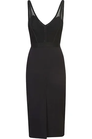 Elisabetta Franchi Kjole, Dame, Sort, L, Tyl, Midi Kjole med Tyl og Crêpe Bustier Top