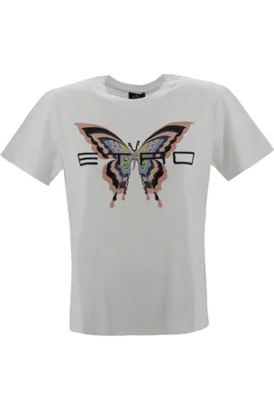 Etro Top, Dame, Hvid, S, Bomuld, Hvid Bomuld Print T-shirt med Logo