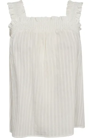 Co`Couture Top, Dame, Hvid, S, Stribet Smock Top Bluse med Stropper