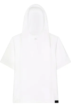 Courrèges Top, Dame, Hvid, S, Bomuld, Hoodie T-shirt med logoapplikation