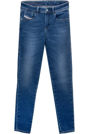 Diesel Jeans, Dame, Blå, W25, Bomuld, Button Zipper Super Skinny Jeans