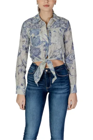 Guess Bluser & Skjorter, Dame, Blå, S, Polyester, Adelaide Bow Shirt