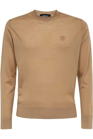 Dsquared2 Strik, Herre, Brun, S, Uld, Ribstrikket uldsweater med rund hals