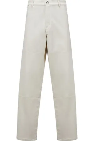 Moncler Bukser, Herre, Hvid, L, Bomuld, Cotton Canvas Straight Bukser