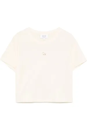 Maison Kitsuné Top, Dame, , M, Bomuld, Ecru Crew Neck T-Shirt