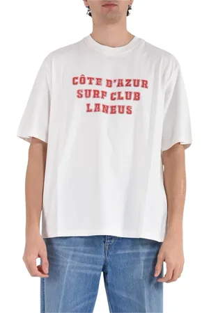 LANEUS Top, Herre, Hvid, M, Bomuld, Logo Jersey T-shirt i bomuld