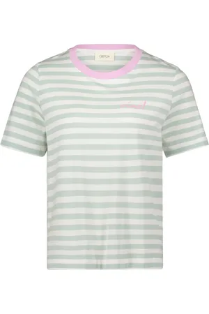 Cartoon Top, Dame, Hvid, M, Uld, Stribet T-shirt med Rund Hals
