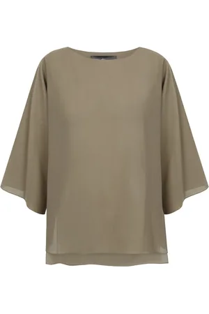Cortana Top, Dame, Grøn, L, Bomuld, Khaki Grøn Bomulds Voile Skjorte