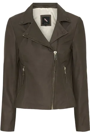 Btfcph Jakke, Dame, Brun, 2XL, Læder, Biker Jakke Nappalon Læder 100097