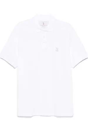 Brunello Cucinelli Top, Herre, Hvid, L, Bomuld, Luksuriøs kortærmet polo Ck640