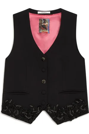 Maliparmi Jakke, Dame, Sort, M, Precious Fringes Waistcoat