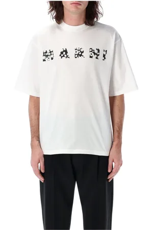 Marni Top, Herre, Hvid, L, Bomuld, Hvid Pop Fields Logo T-Shirt