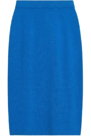 Max Mara Nederdel, Dame, Blå, S, Uld, Sofistikeret lang uldnederdel