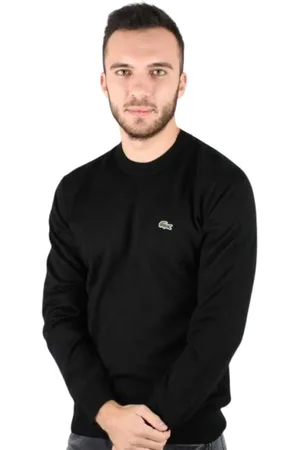 Lacoste Sweathshirts & Hoodies, Herre, Sort, 2XL, Uld, Rundhalset sweater