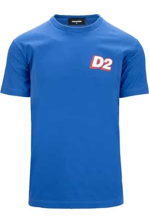 Dsquared2 Top, Herre, Blå, XL, Bomuld, Logo Print Bomulds T-shirt