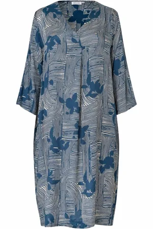 Masai Kjole, Dame, Blå, 2XL, Elegant Kjole med 3/4 Ærmer
