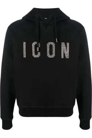 Dsquared2 Sweathshirts & Hoodies, Herre, Sort, M, Bomuld, Besat Sort Bomuldshættetrøje med Nitter