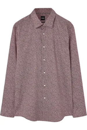 HUGO BOSS Skjorte, Herre, Brun, XL, Bomuld, Mønstret skjorte