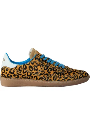 Hidnander Sko, Dame, Brun, 39 EU, Læder, Leopard Print Low-Top Sneakers