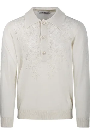 OUR LEGACY Top, Herre, Hvid, S, Uld, Hvid Blomstret Polo Skjorte