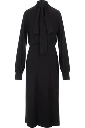 Sportmax Kjole, Dame, Sort, S, Uld, Silke Crepe Midi Kjole