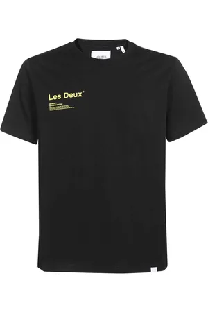 Les Deux Top, Herre, Sort, S, Bomuld, Brody Crew-Neck T-shirt med rygprint