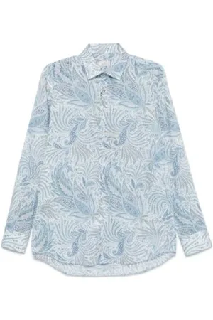Etro Skjorte, Herre, Blå, XL, Bomuld, Cachemira Print Skjorte