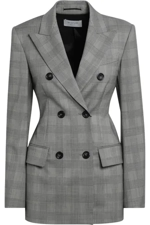 Sportmax Jakke, Dame, Grå, S, Uld, Double-Breasted Blazer Jakke
