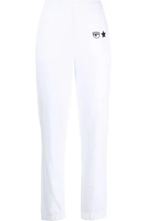 Chiara Ferragni Bukser, Dame, Hvid, S, Bomuld, Eyelike Sporty Bukser Straight Cut
