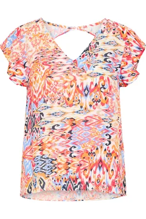 Ichi Bluser & Skjorter, Dame, Flerfarvet, S, Geranium Multi Ikat Print Bluse